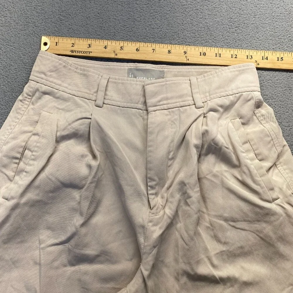 Everlane‎ Wide Leg,Dress Pants Women’s Size 2 SMALL,Pleated,Pockets,Zipper,Beige